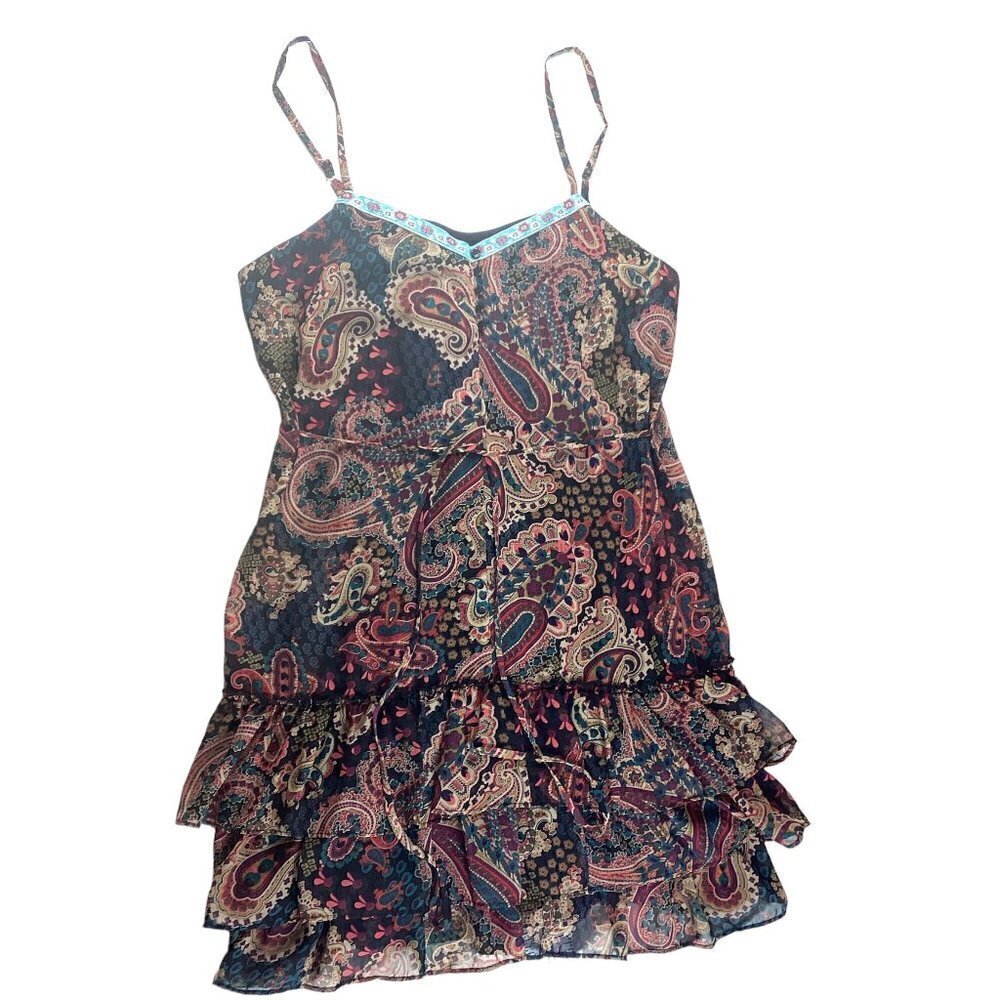 Xhilaration Paisley BOHO Mini Sun Dress Sz L #238A - Picture 6 of 10